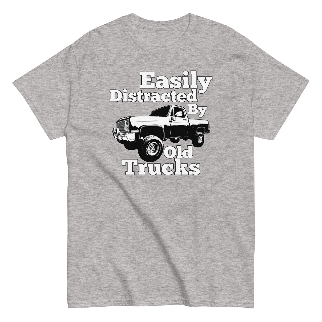 sport grey Square Body Truck T-Shirt - Easily Distracted By Old Trucks