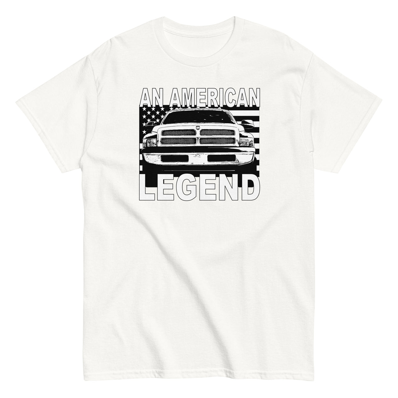 2nd Gen Truck T-Shirt With American Flag Design-In-White-From Aggressive Thread