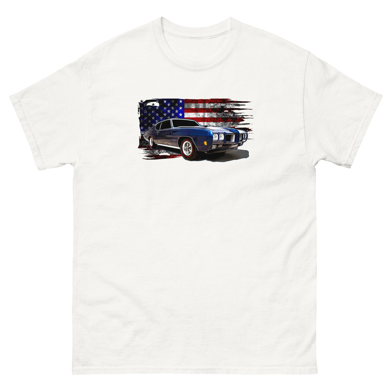 1970 GTO American Flag T-Shirt in white