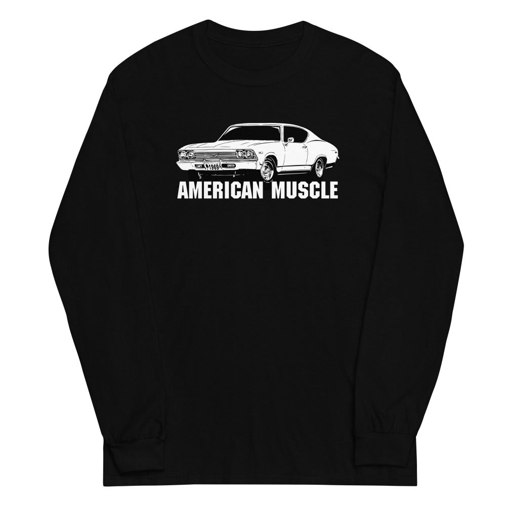 1969 Chevelle Car Long Sleeve T-Shirt in black