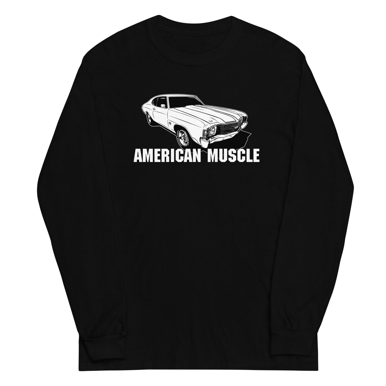 1972 Chevelle Car Long Sleeve Shirt American Muscle Car Tee black