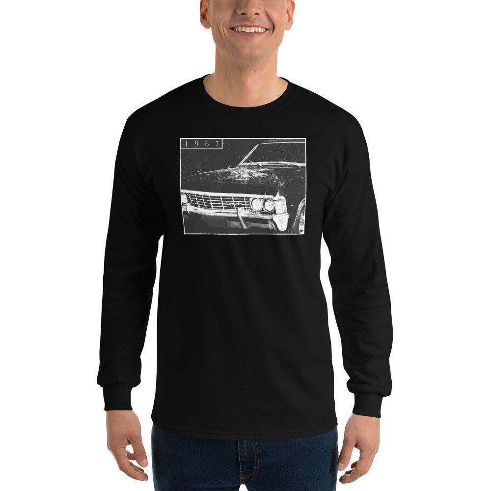 1967 Impala Distressed Photo Long Sleeve T-Shirt-In-Black-From Aggressive Thread