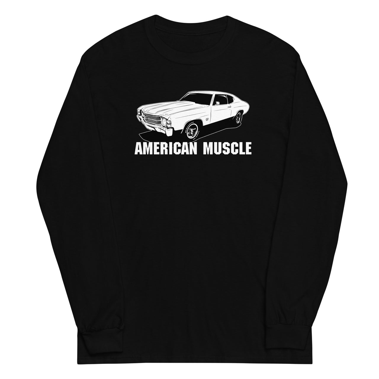 1971 Chevelle American Muscle Long Sleeve T-Shirt in black