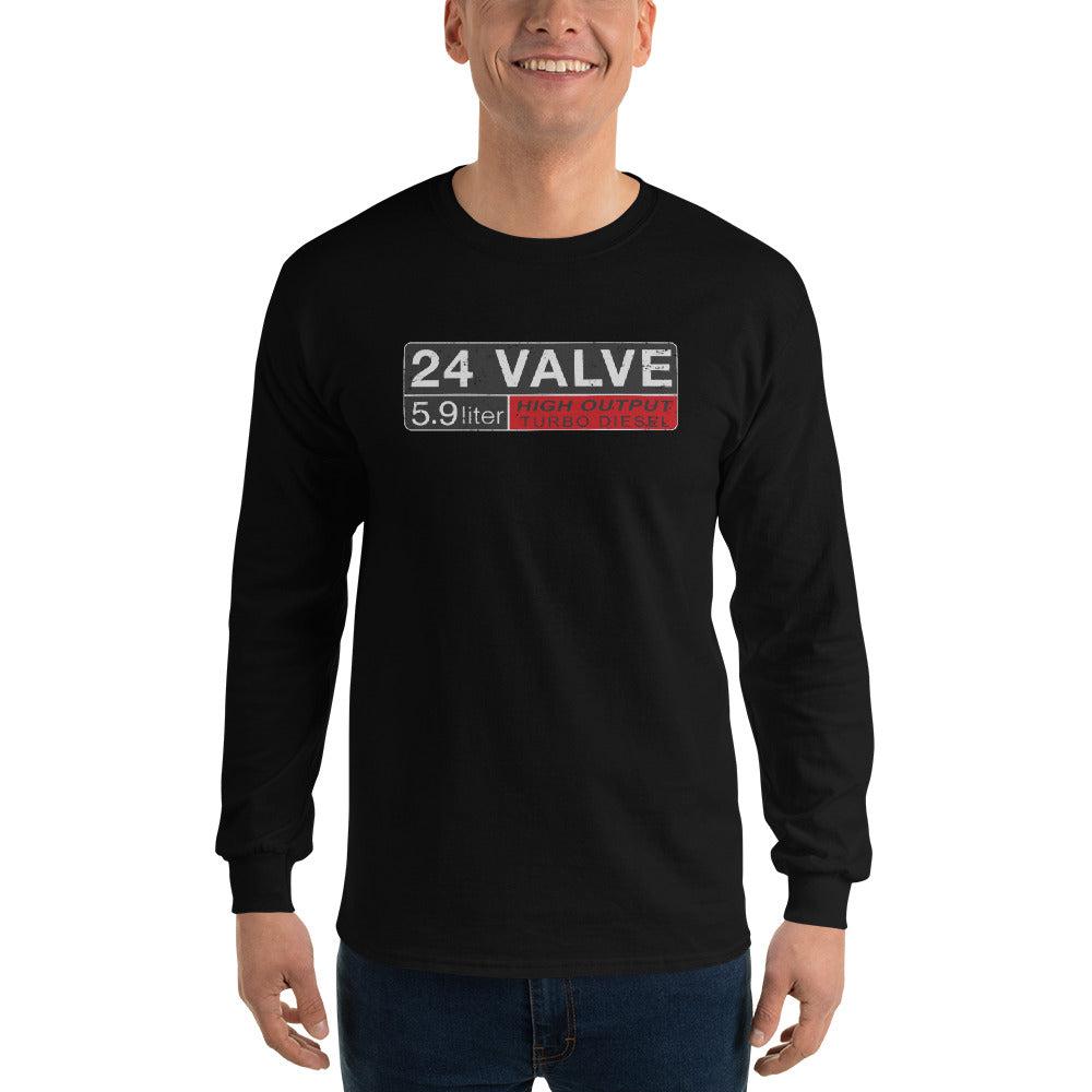 24 Valve 5.9 Diesel Engine Long Sleeve Shirt modeled in black