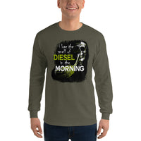 Thumbnail for Truck Long Sleeve T-Shirt - I Love The Smell of Diesel In The Morning - modeled in military