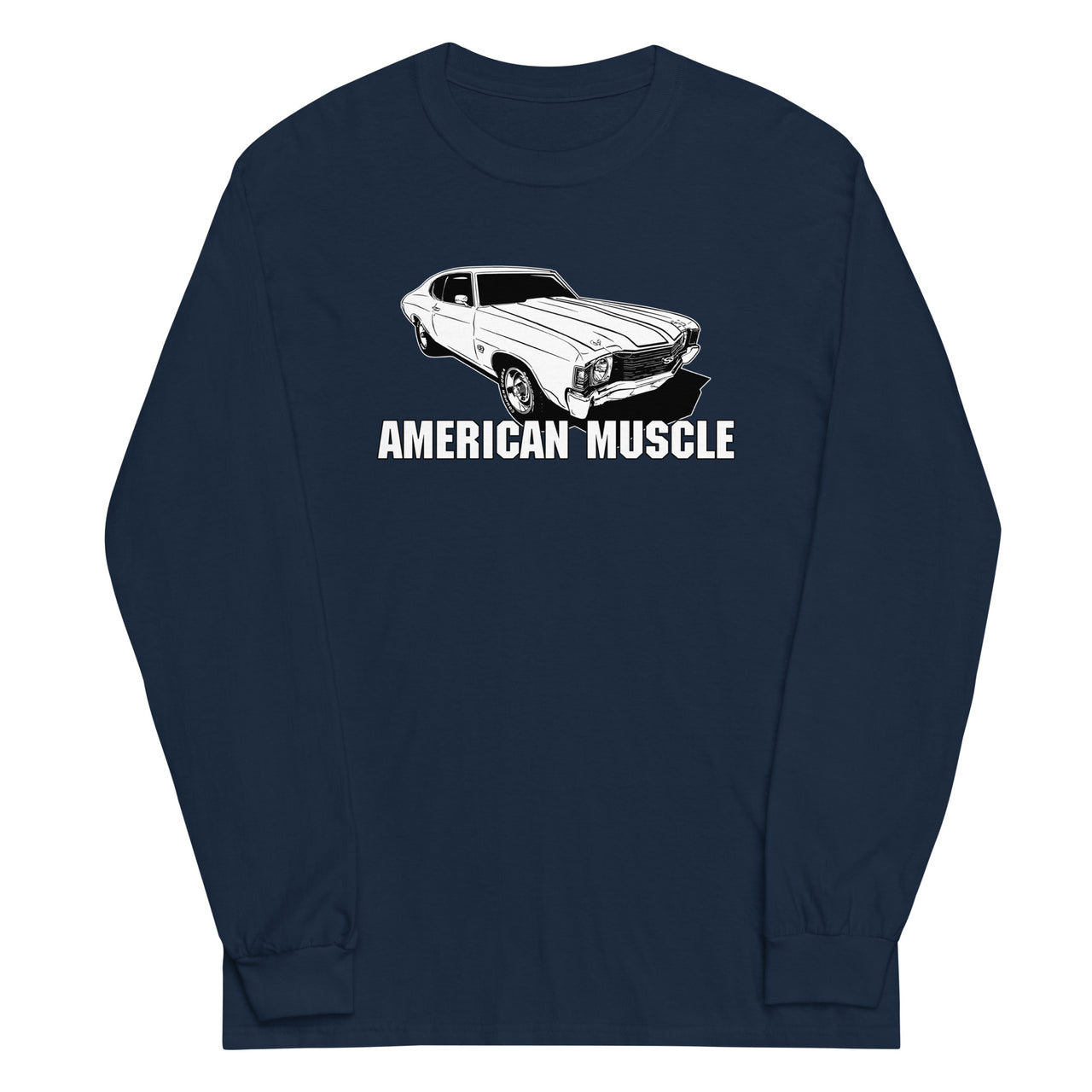 1972 Chevelle Car Long Sleeve Shirt American Muscle Car Tee navy