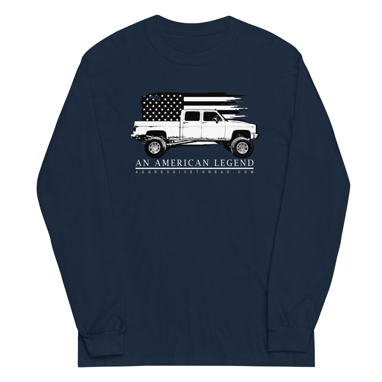 Crew Cab Square Body Truck Long Sleeve T-Shirt in navy