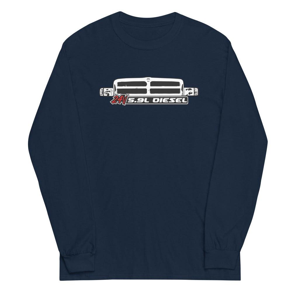 24v 5.9 Diesel Long Sleeve Shirt With 2nd Gen Truck Grille in navy