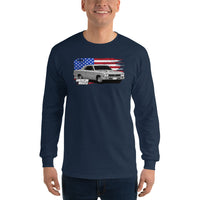 Thumbnail for 1966 Chevelle Long Sleeve T-Shirt with American Flag-In-Navy-From Aggressive Thread