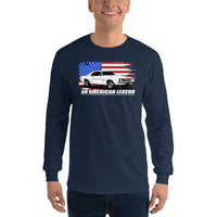 Thumbnail for 1969 Camaro 1st Gen American Flag Design Long Sleeve T-Shirt-In-Navy-From Aggressive Thread