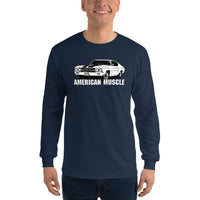 Thumbnail for 1970 Chevelle Car Long Sleeve T-Shirt modeled in navy