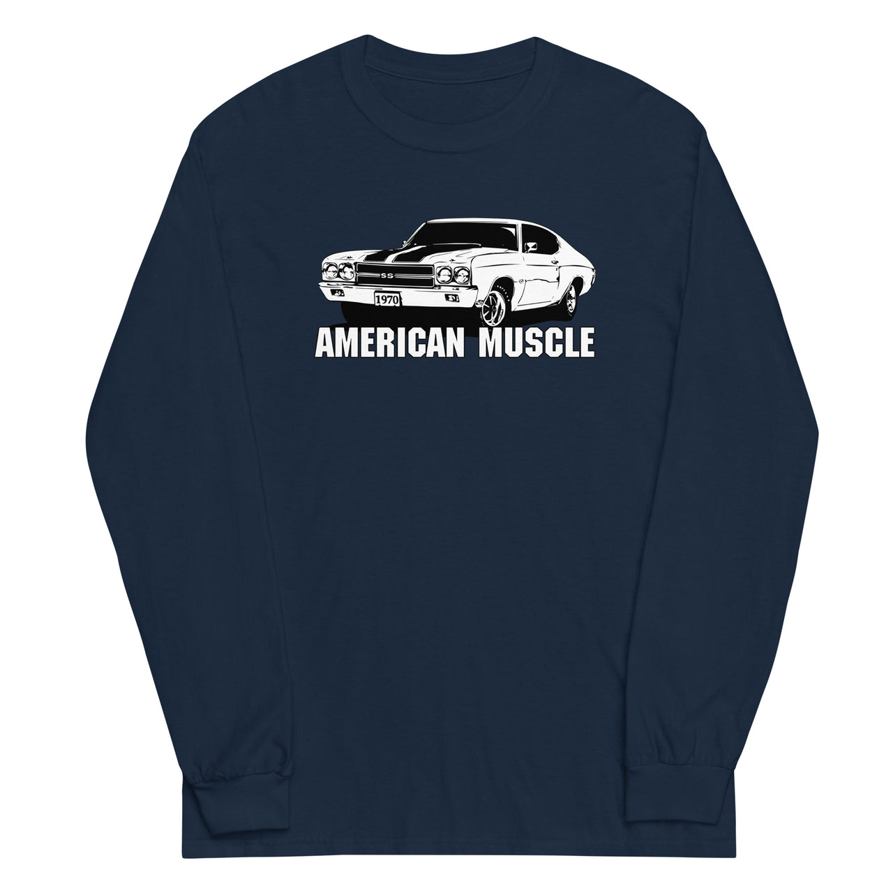 1970 Chevelle Car Long Sleeve T-Shirt in navy