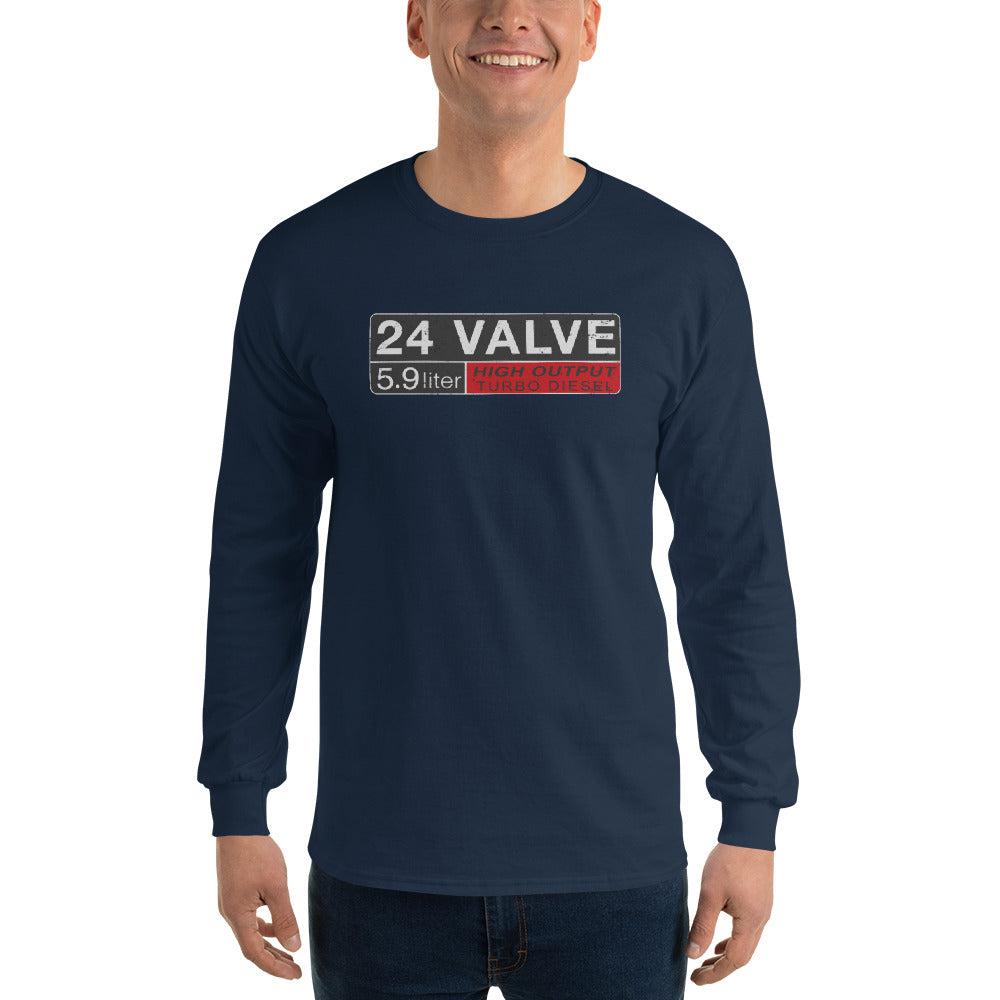 24 Valve 5.9 Diesel Engine Long Sleeve Shirt modeled in navy