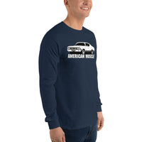 Thumbnail for Man modeling a 1968 Chevelle Long Sleeve Shirt in navy
