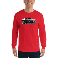 Thumbnail for 1969 GTO Long Sleeve T-Shirt modeled in red