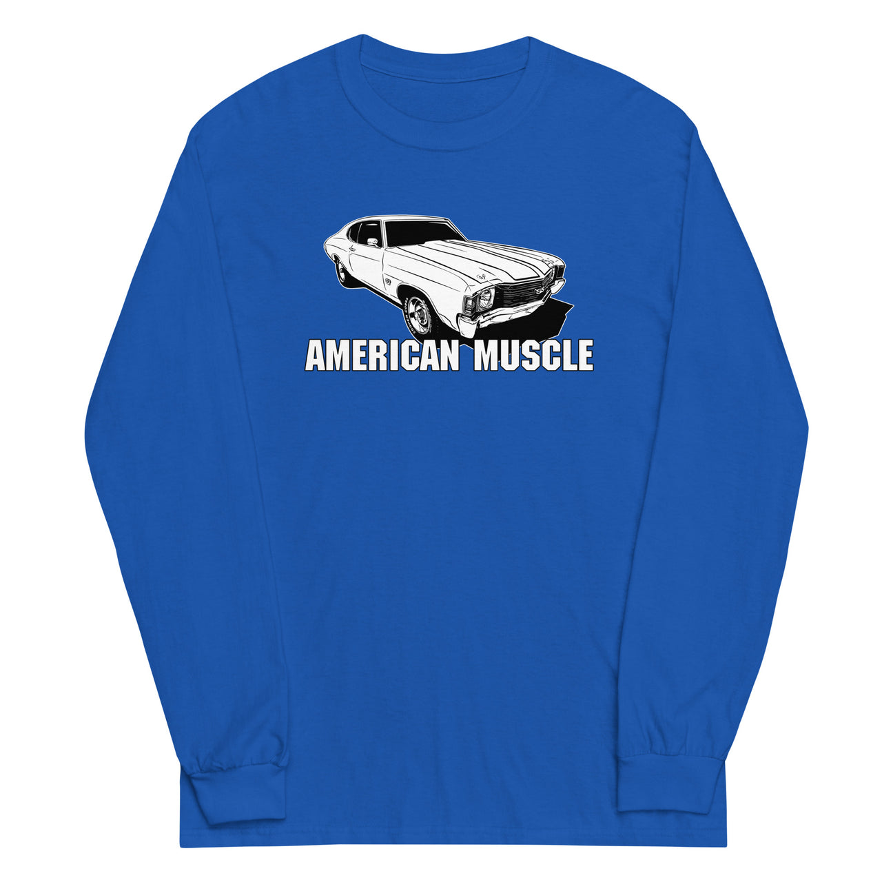 1972 Chevelle Car Long Sleeve Shirt American Muscle Car Tee royal