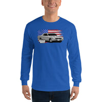 Thumbnail for 1966 Chevelle Long Sleeve T-Shirt with American Flag-In-Royal-From Aggressive Thread