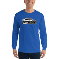 Thumbnail for 1969 GTO Long Sleeve T-Shirt modeled in blue1969 GTO Long Sleeve T-Shirt in white