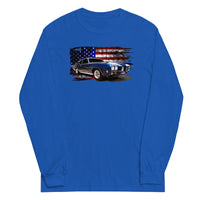 Thumbnail for 1970 GTO Long Sleeve Shirt With American Flag-In-Royal-From Aggressive Thread