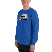 Thumbnail for 1966 Chevelle Long Sleeve T-Shirt with American Flag-In-White-From Aggressive Thread