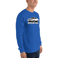 Thumbnail for Man modeling a 1968 Chevelle Long Sleeve Shirt in royal