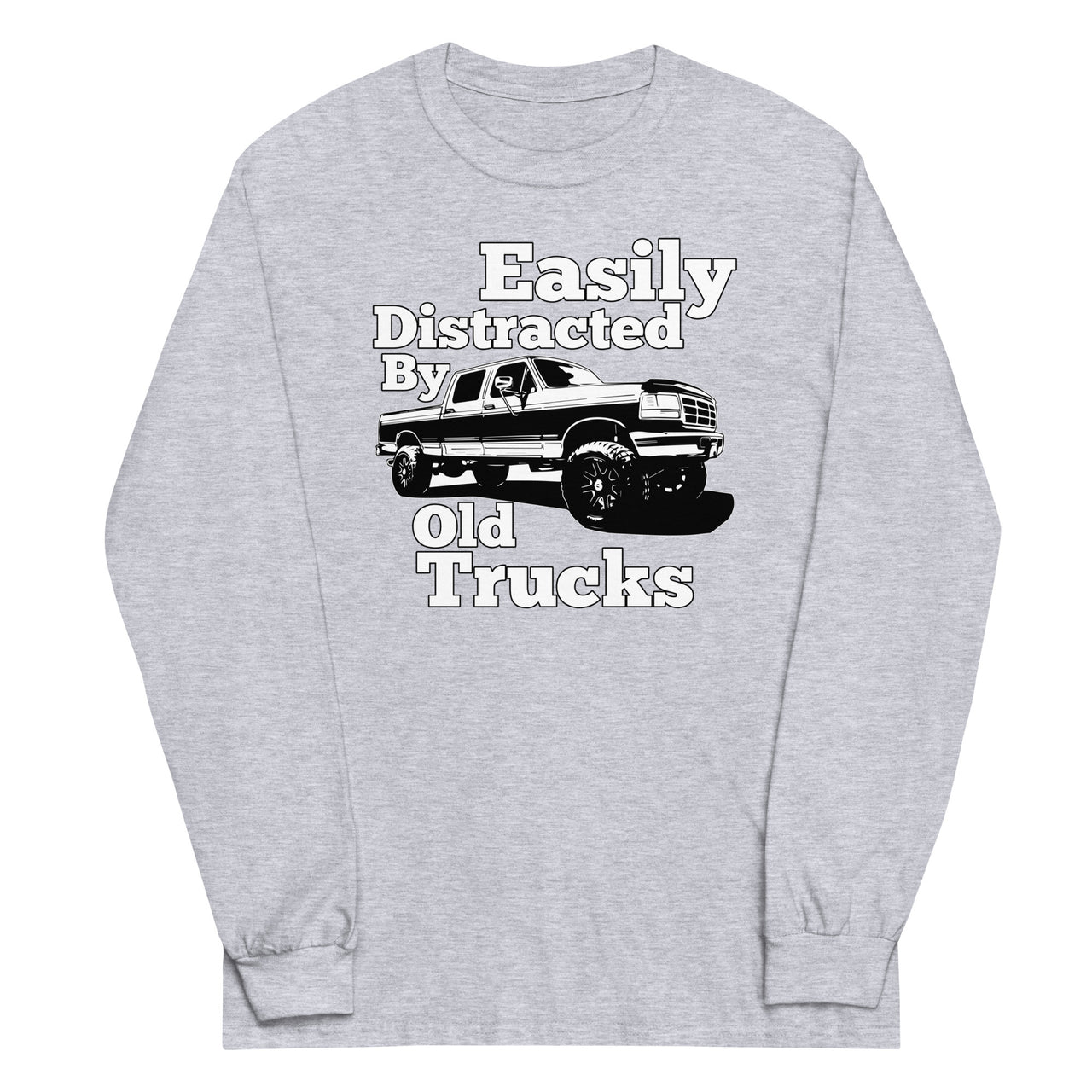sport grey OBS Truck Long Sleeve Shirt Crew Cab - Easily Distracted By Old Trucks