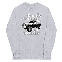 Thumbnail for sport grey Square Body Truck Long Sleeve Shirt - Easily Distracted By Old Trucks