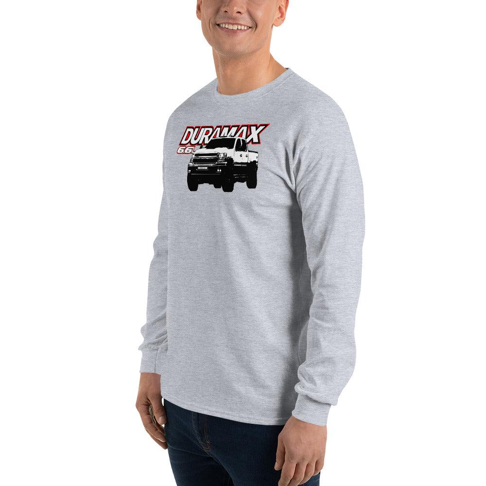 6.6l Duramax Long Sleeve T-Shirt-In-Sport Grey-From Aggressive Thread