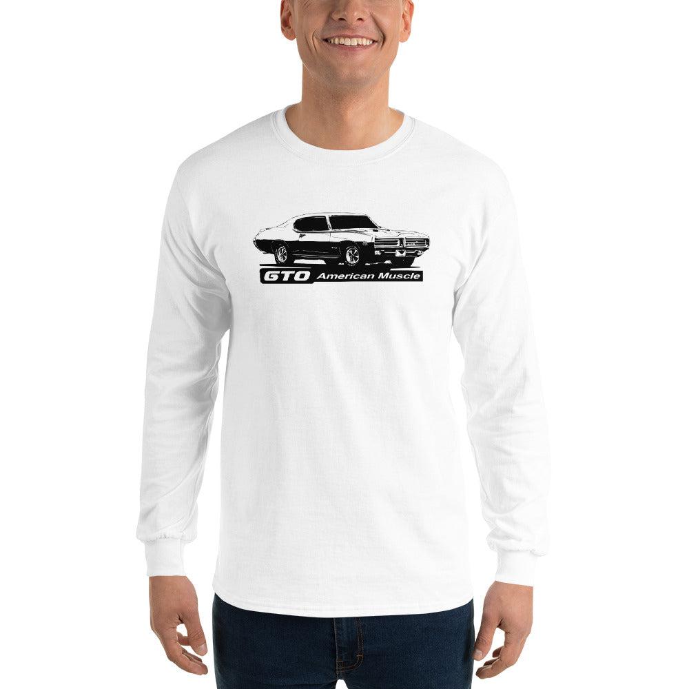 1969 GTO Long Sleeve T-Shirt modeled in white