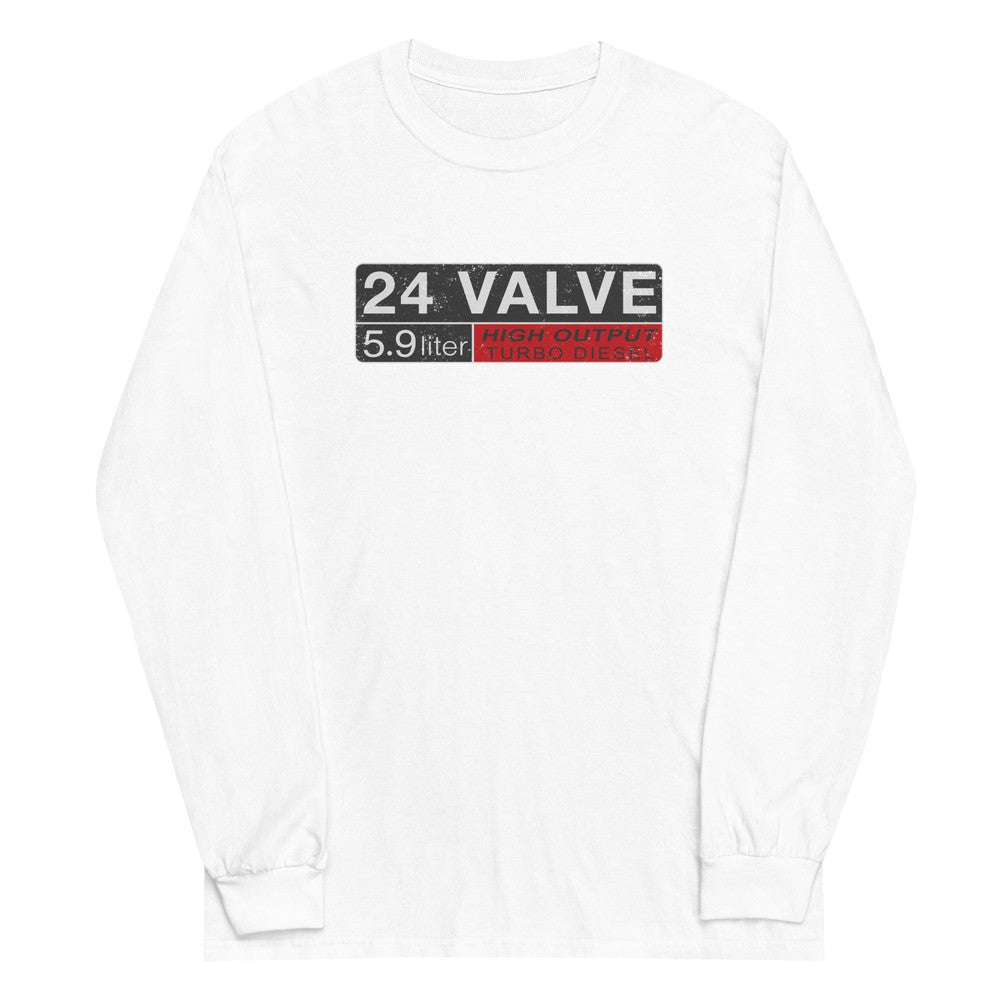 24 Valve 5.9 Diesel Engine Long Sleeve Shirt in white