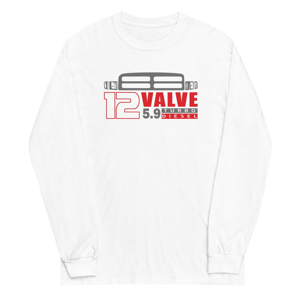 2nd Gen 12 Valve Second Gen Turbo Long Sleeve T-Shirt-In-White-From Aggressive Thread