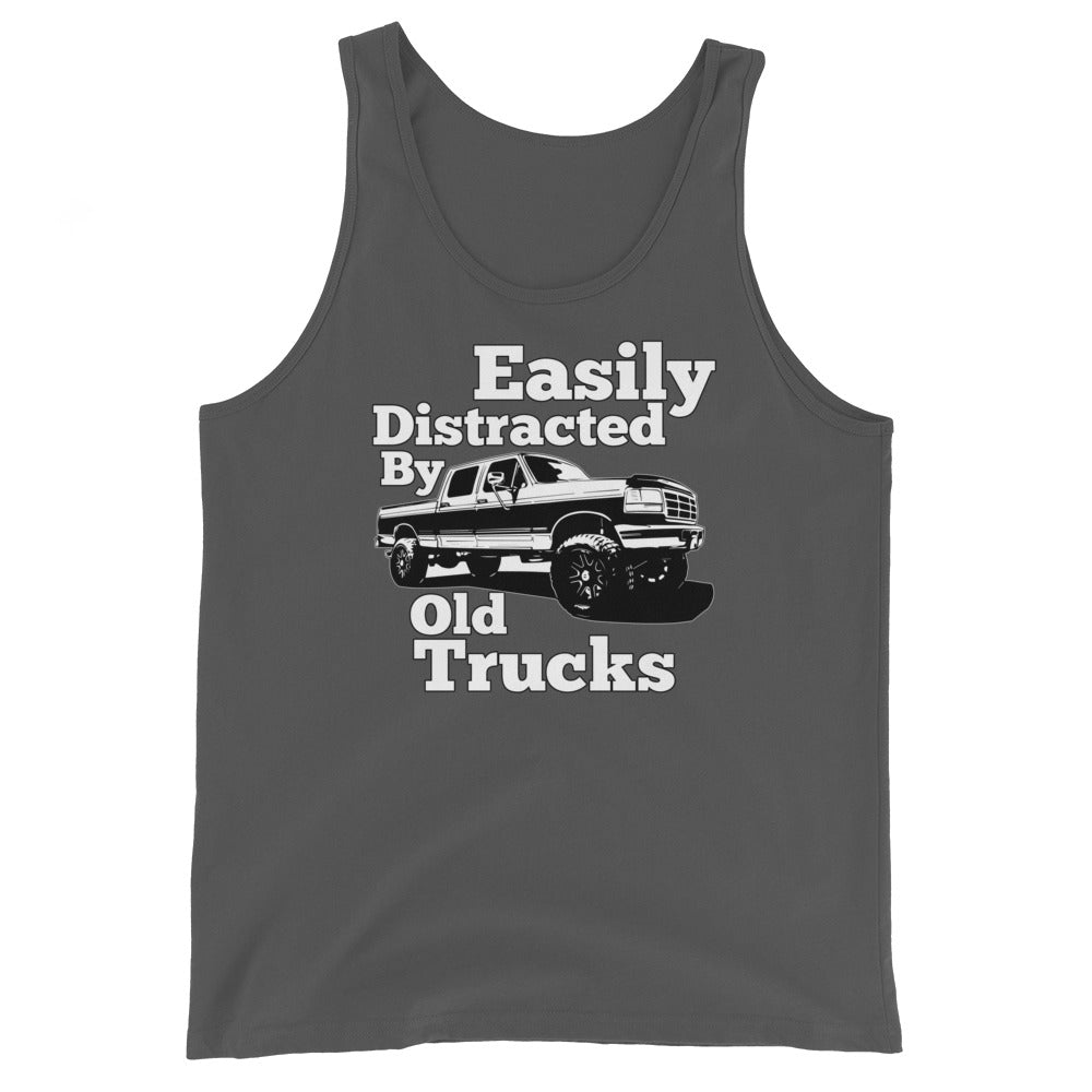 charcoal OBS Truck Tank Top Shirt Men's Tank Top - Easily Distracted By Old Trucks