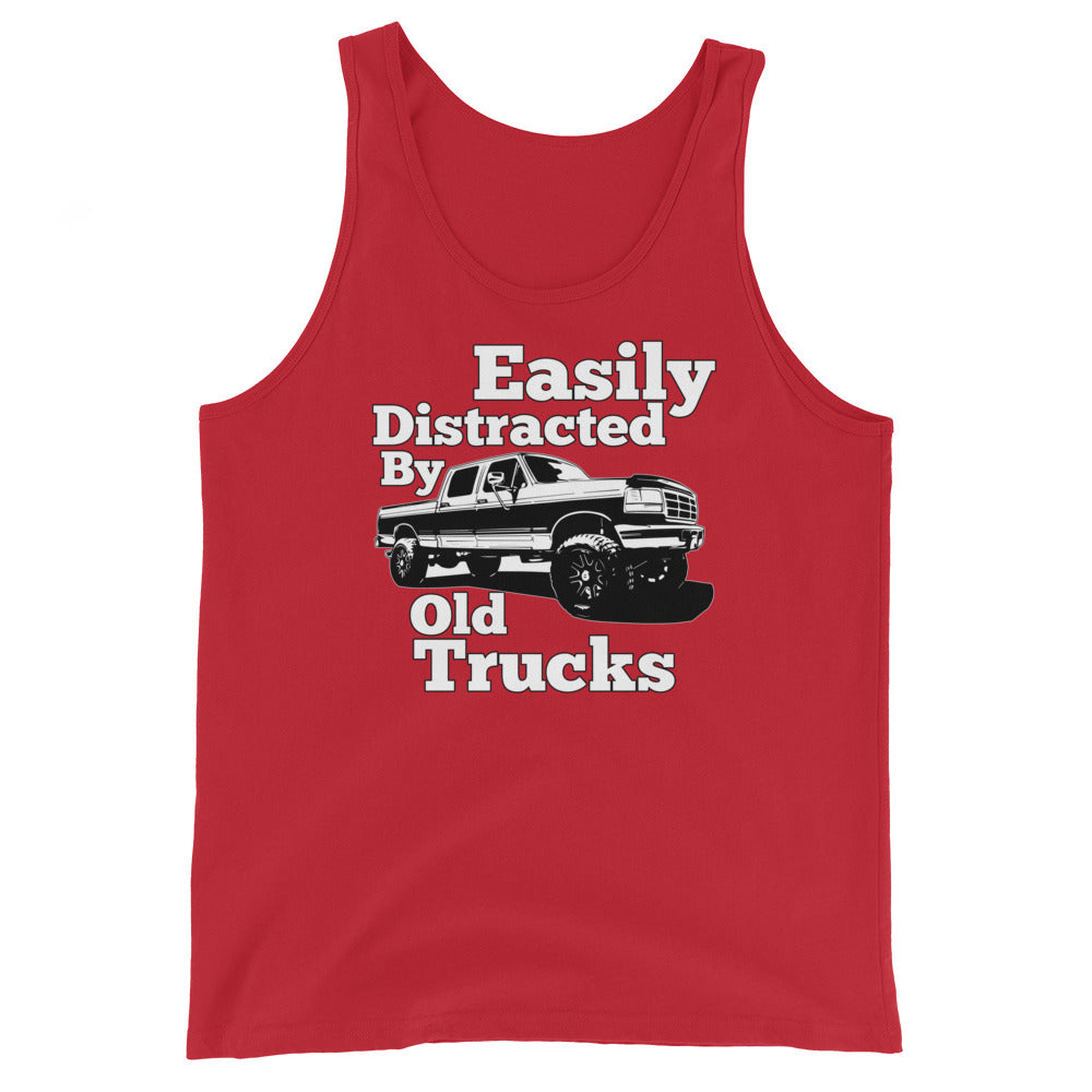 red OBS Truck Tank Top Shirt Men's Tank Top - Easily Distracted By Old Trucks