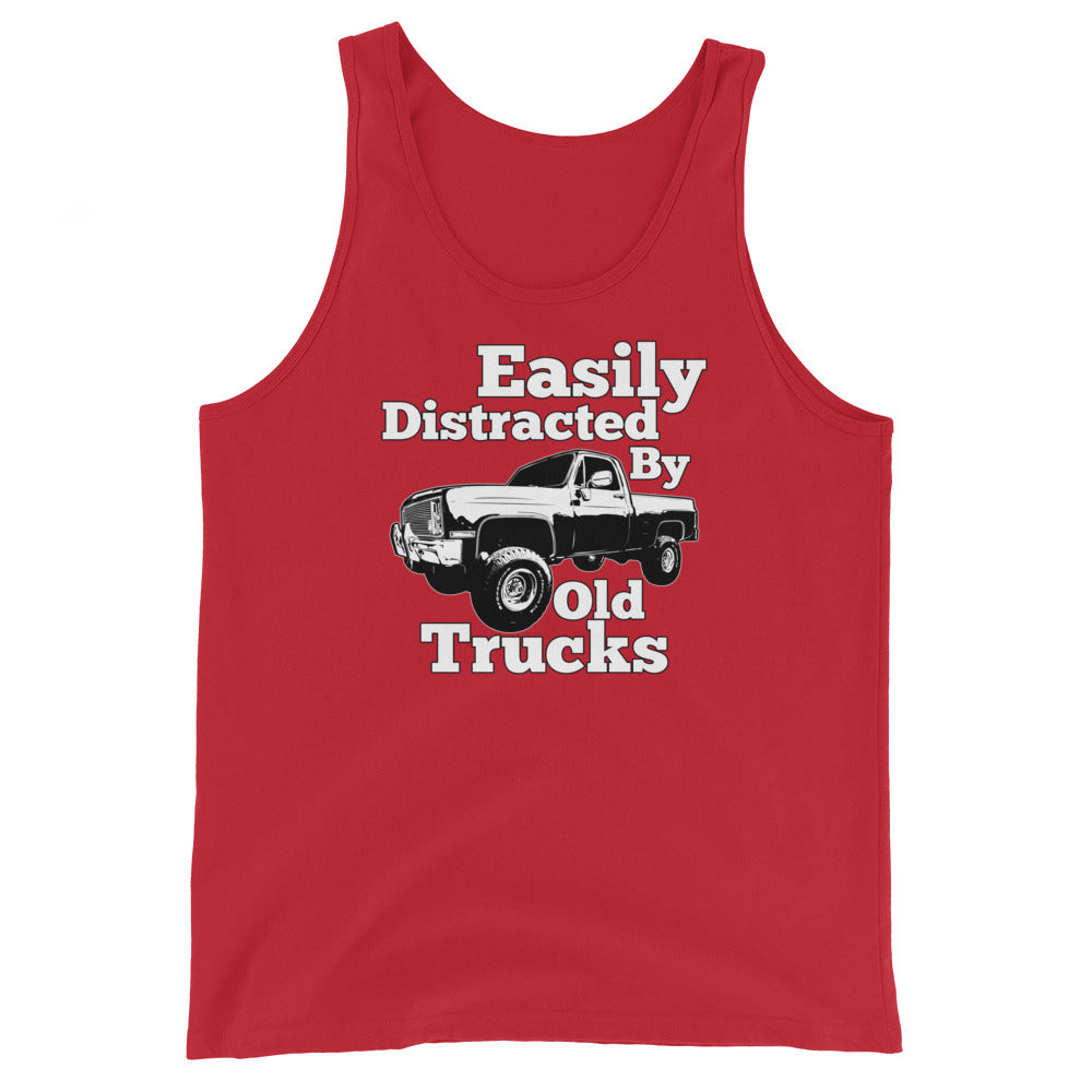 red Square Body Truck Tank Top Shirt Easily Distracted By Old Trucks