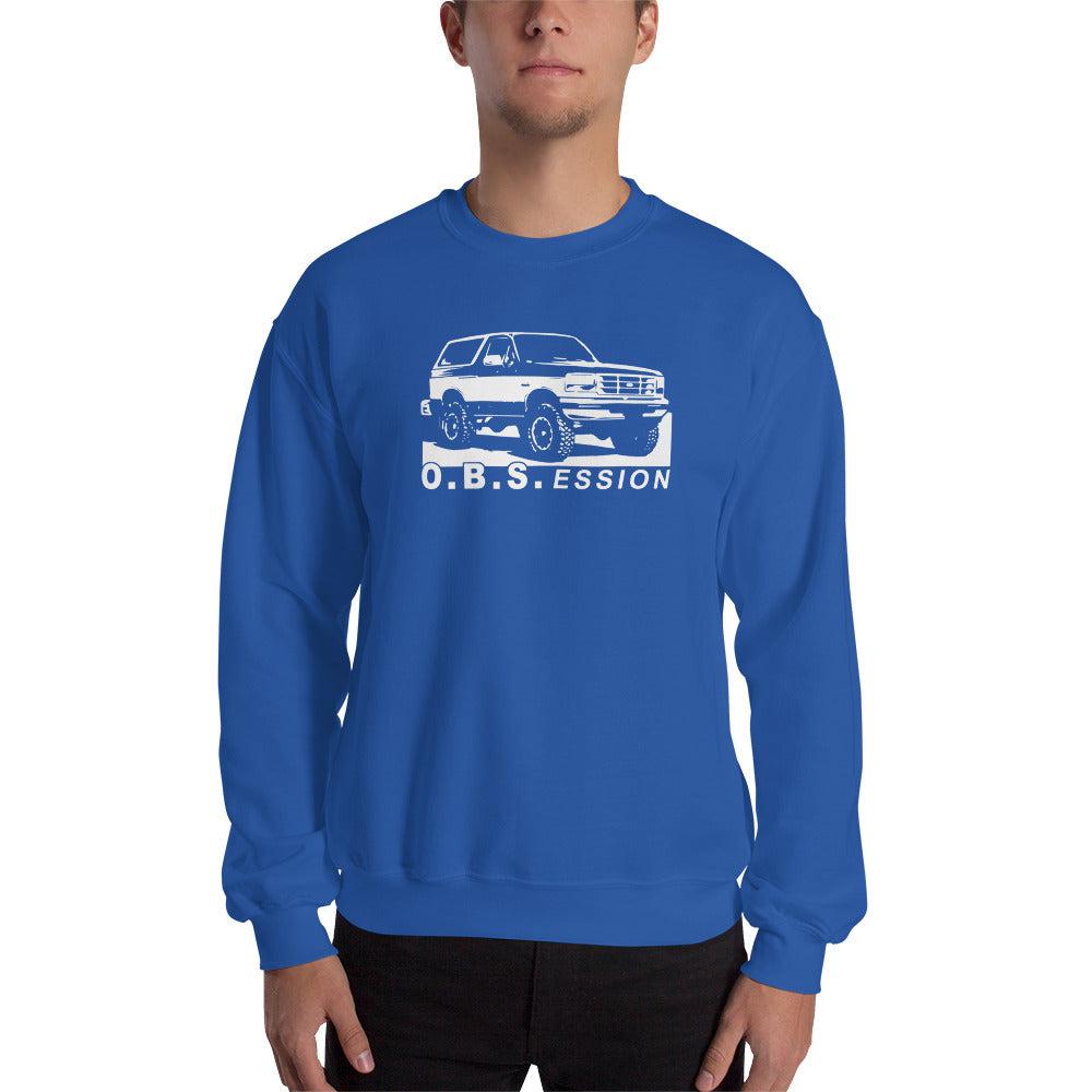 OBS Bronco Sweatshirt modeled in blue