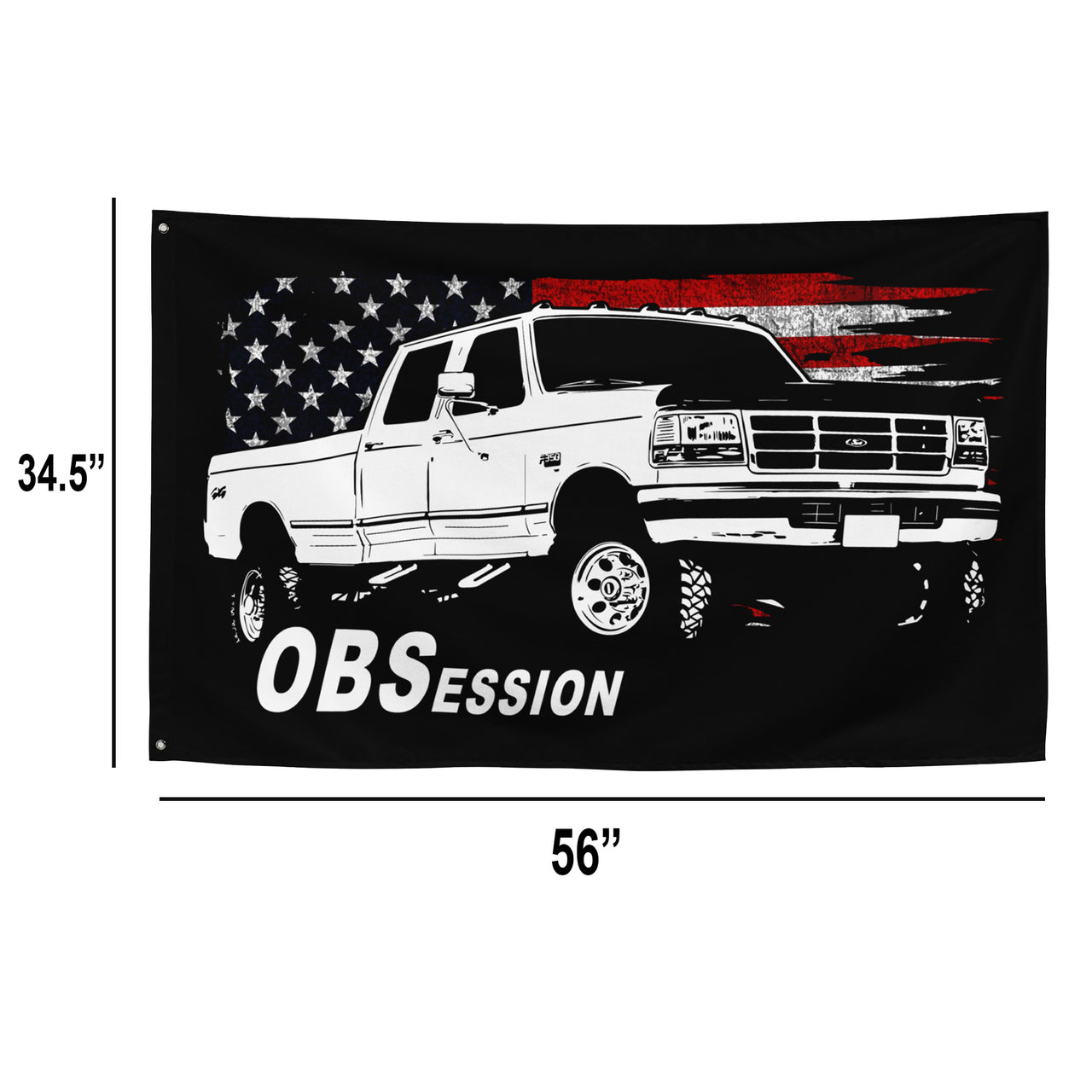 OBS Crew Cab Truck Wall Flag dimensions
