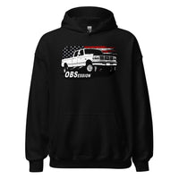 Thumbnail for OBS Crew Cab Truck Hoodie with American Flag design - black