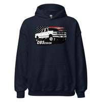 Thumbnail for OBS Crew Cab Truck Hoodie with American Flag design - navy