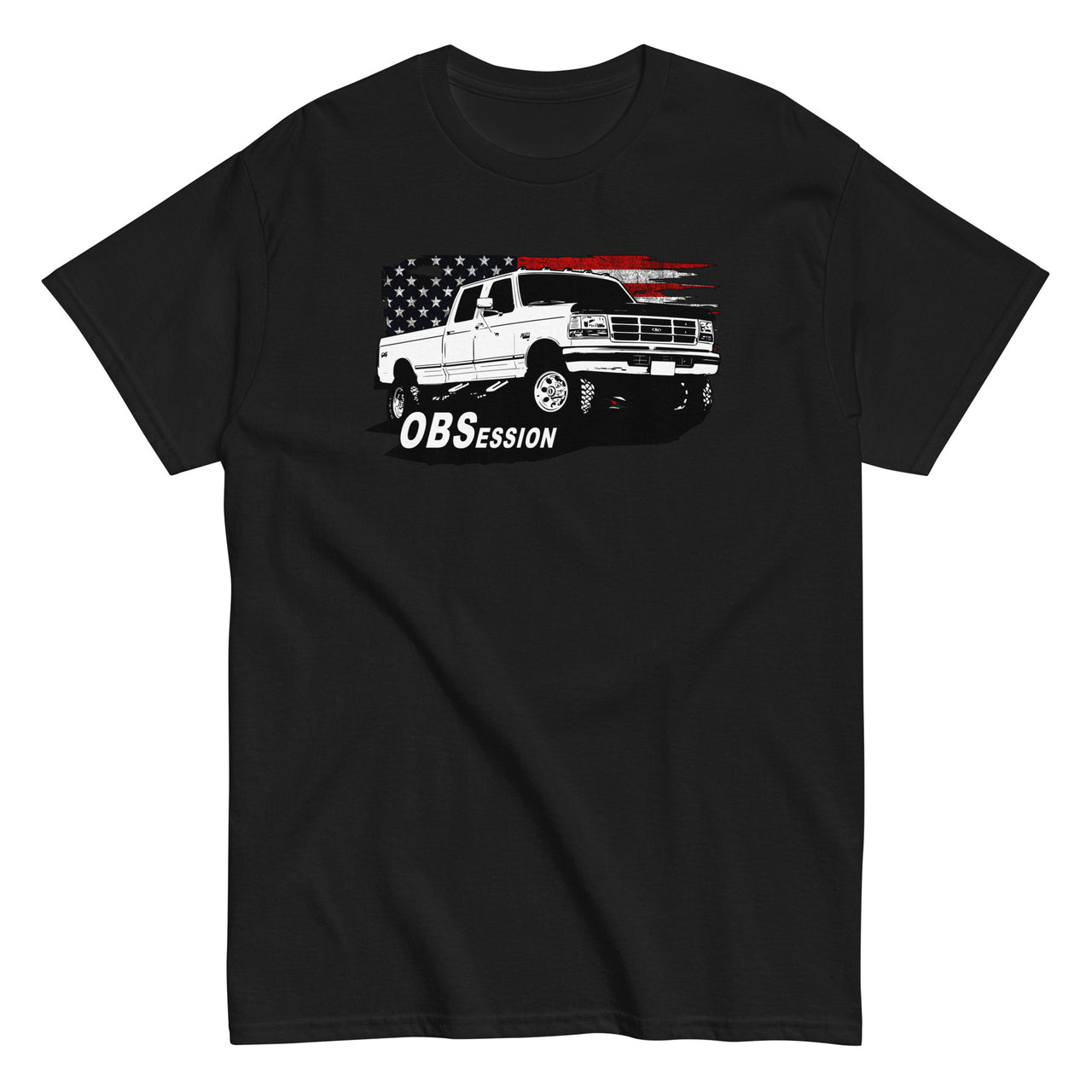 OBS Crew Cab Truck American Flag T-Shirt in black