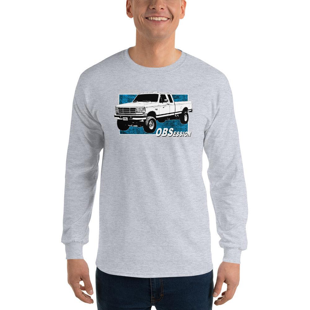OBS F250 Extended Cab 4X4 Long Sleeve T-Shirt modeled in grey