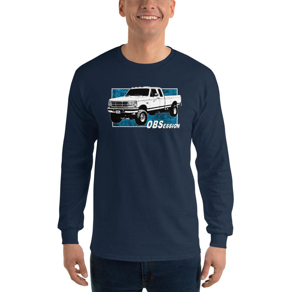 OBS F250 Extended Cab 4X4 Long Sleeve T-Shirt modeled in navy