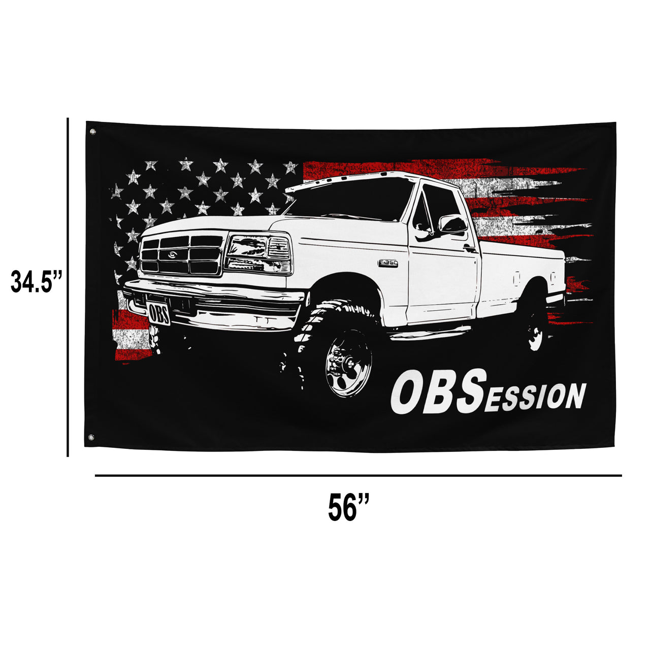 OBS Single Cab Truck Wall Flag dimensions