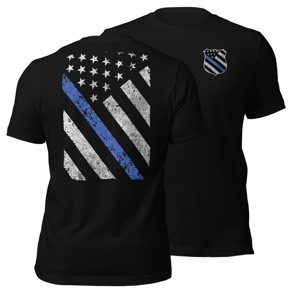 Thin Blue Line T-Shirt from Aggressive Thread Black / M