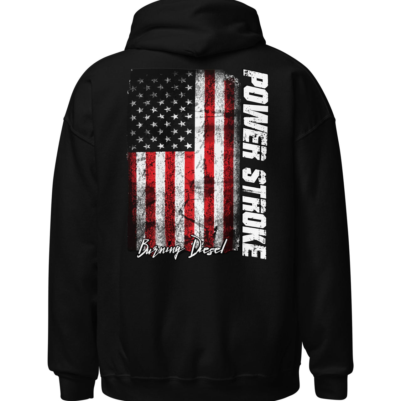 Powerstroke Hoodie with American Flag in black