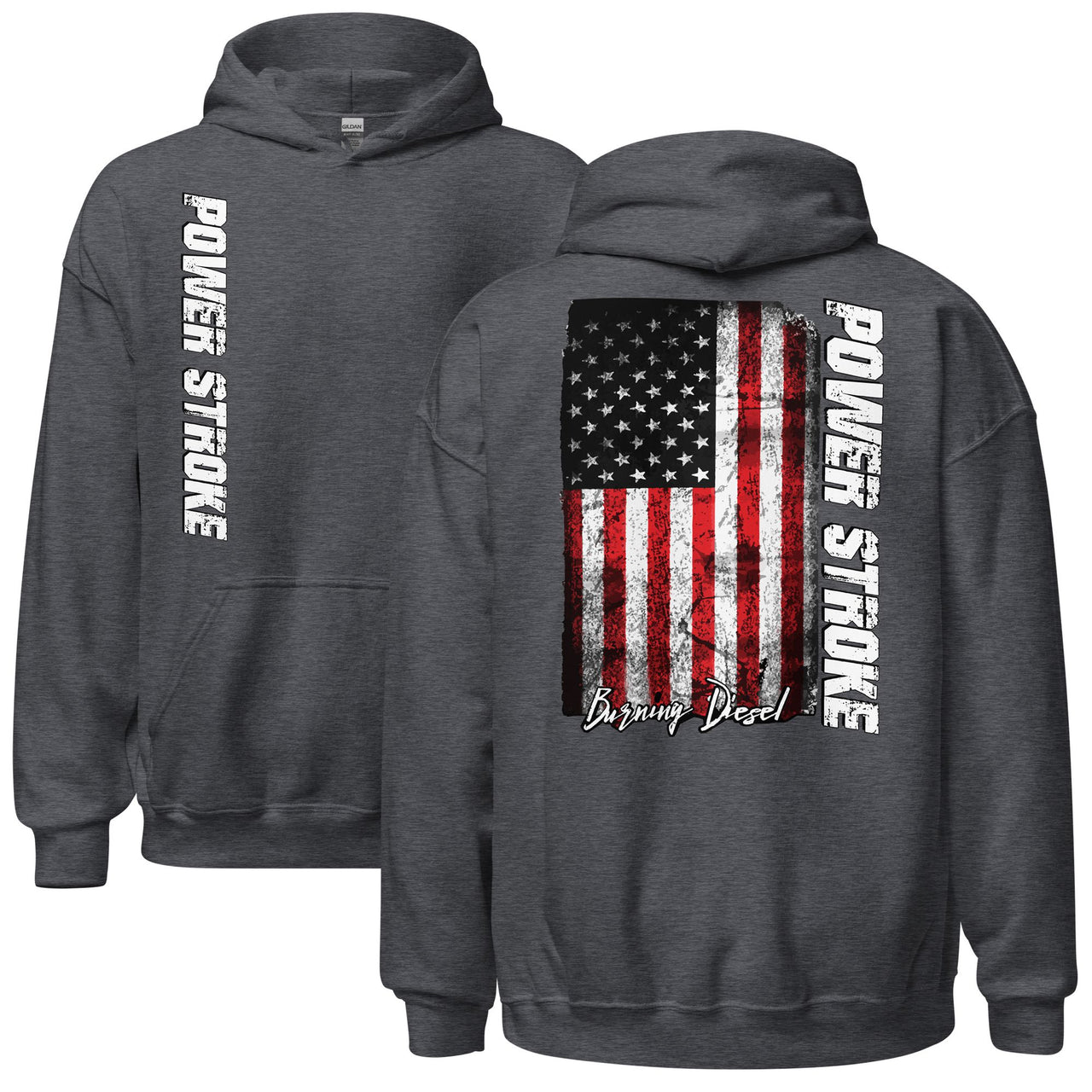 Powerstroke Hoodie with American Flag in grey