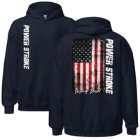 Thumbnail for Powerstroke Hoodie with American Flag in navy