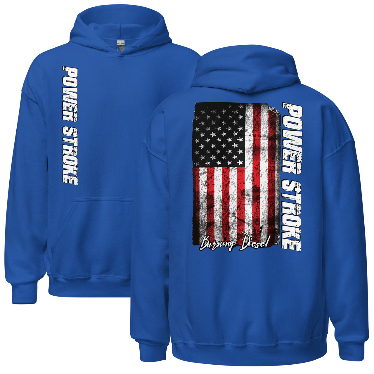 Powerstroke Hoodie with American Flag in blue