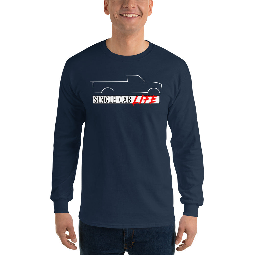 Single Cab Life Long Sleeve T-Shirt modeled in navy