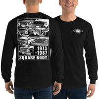 Thumbnail for Square Body 1973-1987 Long Sleeve T-Shirt modeled in black