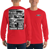 Thumbnail for Square Body 1973-1987 Long Sleeve T-Shirt modeled in red